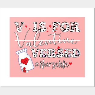 V Is For Versed leopard pattern Funny PACU CRNA Nurse Cute Valentines Day Posters and Art